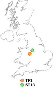 map showing distance between TF1 and ST13