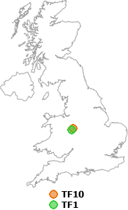map showing distance between TF10 and TF1