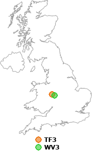 map showing distance between TF3 and WV3