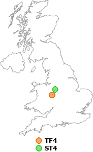 map showing distance between TF4 and ST4