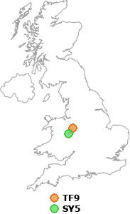 map showing distance between TF9 and SY5
