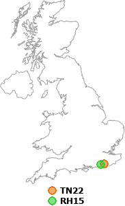 map showing distance between TN22 and RH15