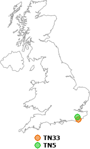 map showing distance between TN33 and TN5