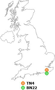 map showing distance between TN4 and BN22