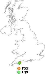 map showing distance between TQ3 and TQ9