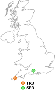 map showing distance between TR3 and SP3