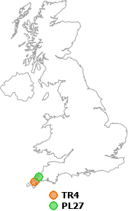 map showing distance between TR4 and PL27