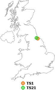 map showing distance between TS1 and TS21