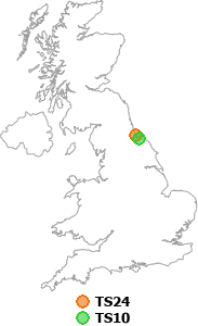 map showing distance between TS24 and TS10