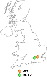 map showing distance between W2 and RG12