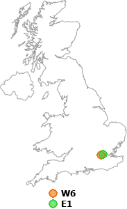 map showing distance between W6 and E1