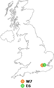 map showing distance between W7 and E6