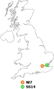 map showing distance between W7 and SS14