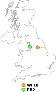 map showing distance between WF10 and PR2