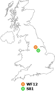 map showing distance between WF12 and S81
