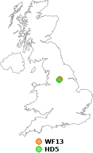 map showing distance between WF13 and HD5