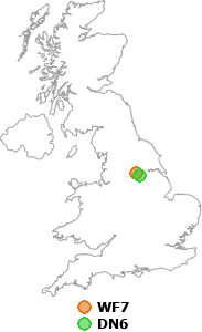 map showing distance between WF7 and DN6