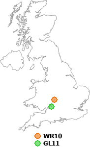 map showing distance between WR10 and GL11