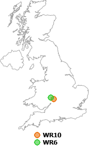 map showing distance between WR10 and WR6