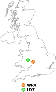 map showing distance between WR4 and LD7