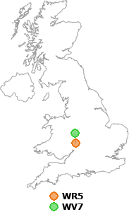 map showing distance between WR5 and WV7