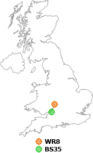 map showing distance between WR8 and BS35