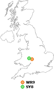 map showing distance between WR9 and SY8