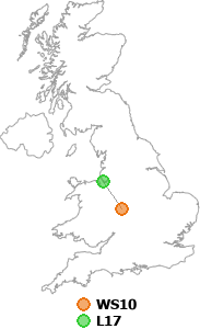 map showing distance between WS10 and L17