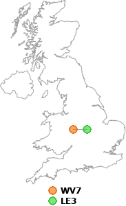 map showing distance between WV7 and LE3