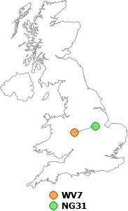 map showing distance between WV7 and NG31