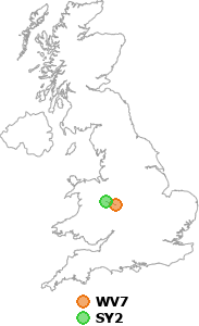 map showing distance between WV7 and SY2