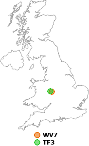 map showing distance between WV7 and TF3