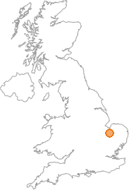 map showing location of Downham Market, Norfolk