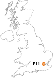 map showing location of E11