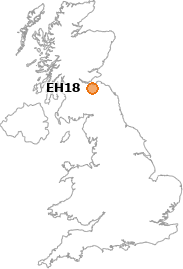 map showing location of EH18