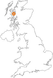 map showing location of Eilean Iarmain, Highland