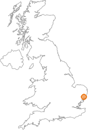 map showing location of Framlingham, Suffolk