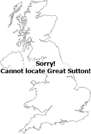 map showing location of Great Sutton, Cheshire