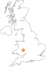 map showing location of Gwaithla, Powys