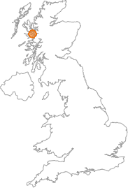 map showing location of Kilmore, Highland
