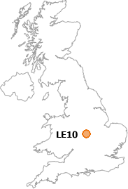 map showing location of LE10