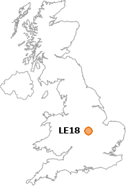map showing location of LE18