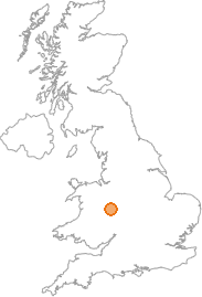 map showing location of Much Wenlock, Shropshire