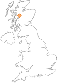 map showing location of Munerigie, Highland