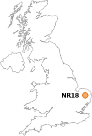 map showing location of NR18