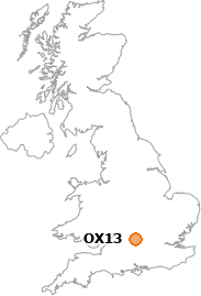 map showing location of OX13
