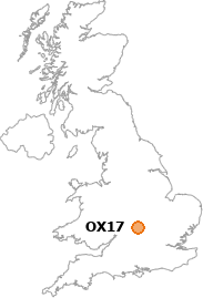 map showing location of OX17
