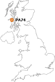 map showing location of PA74