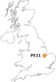 map showing location of PE11