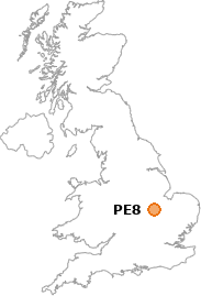 map showing location of PE8